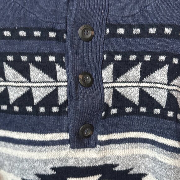 💫 American Eagle Aztec Shawl Collar Sweater Men’s L flaw on sleeve - Picture 3 of 4